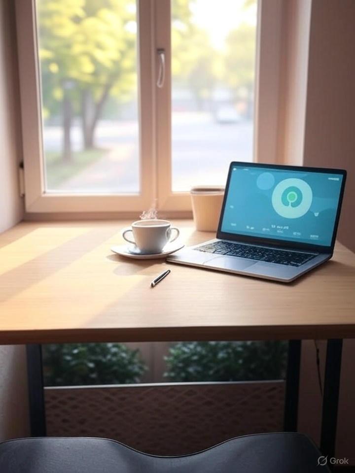 A clean, minimalist workspace with a single browser tab open, symbolizing focus